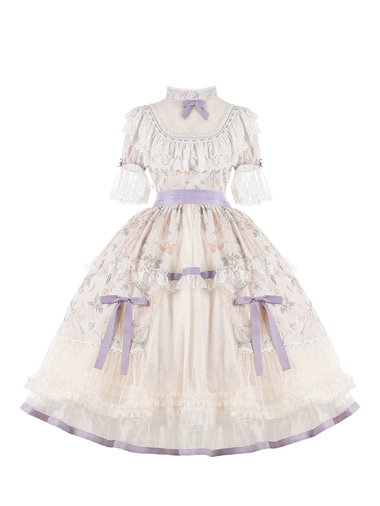 Lavender Lace Victorian Garden Lolita Dress