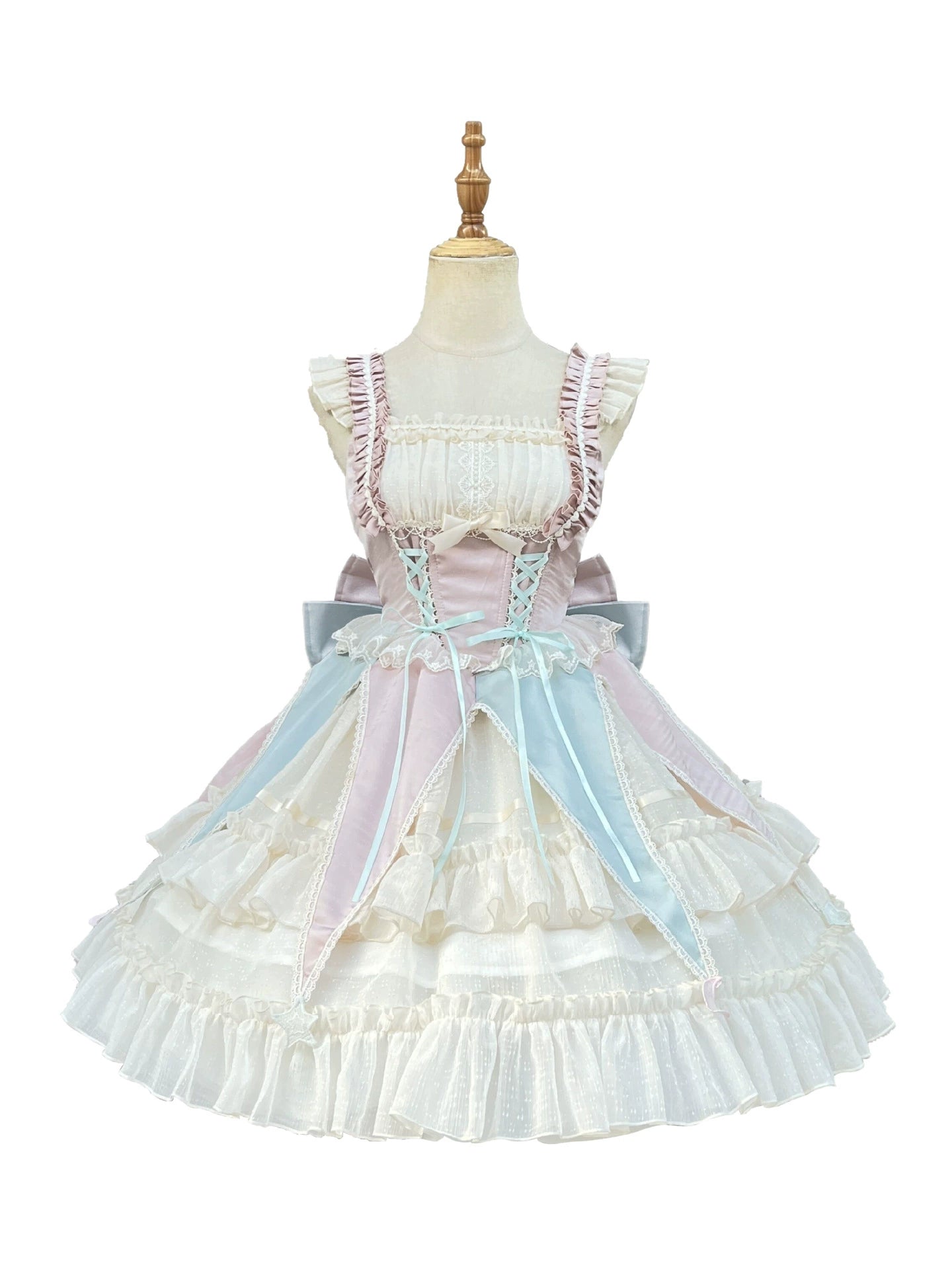 Cotton Candy Ribbon Parfait Lolita Dress