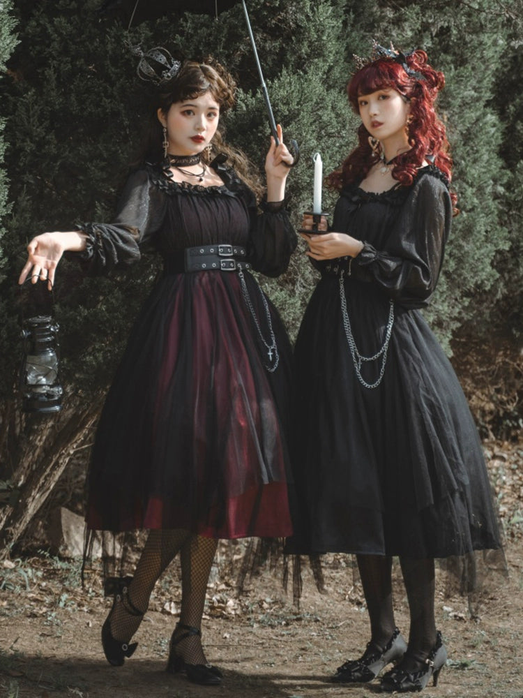 Midnight Gothic Dark Velvet Dress