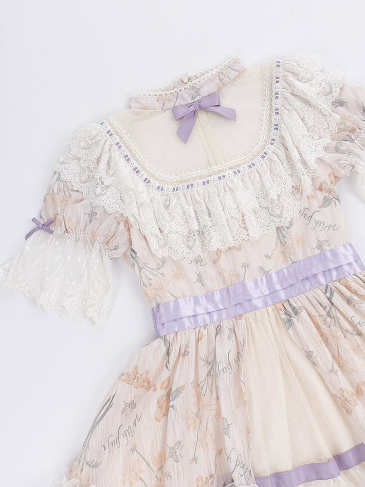 Lavender Lace Victorian Garden Lolita Dress