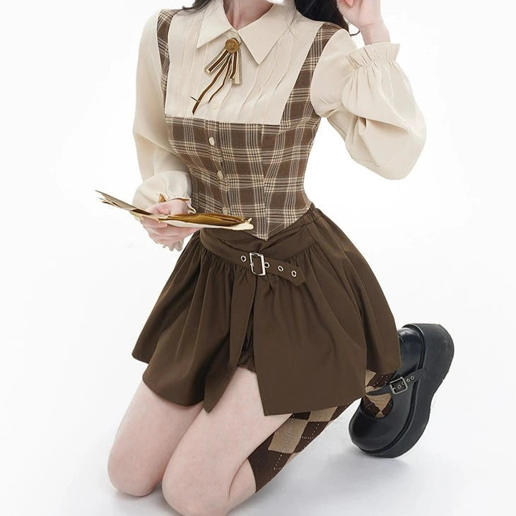 Vintage Scholar Plaid Ensemble