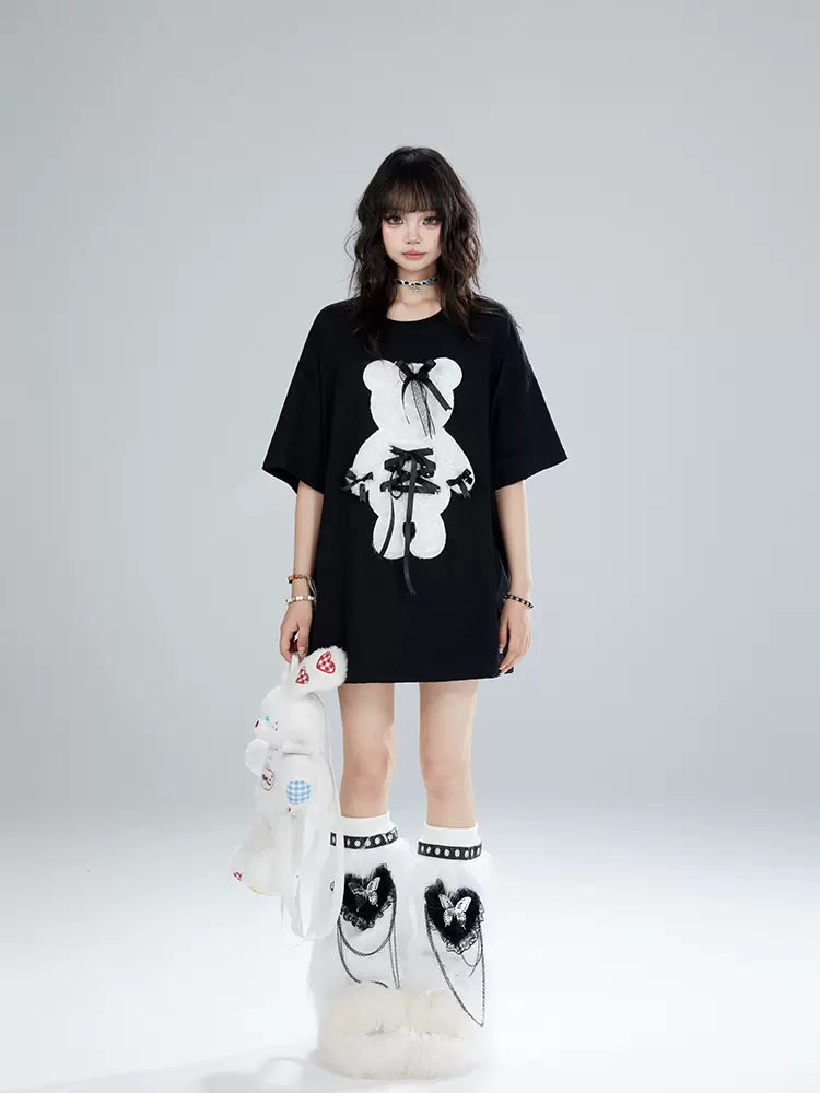 Teddy Lace-Up Oversized T-Shirt