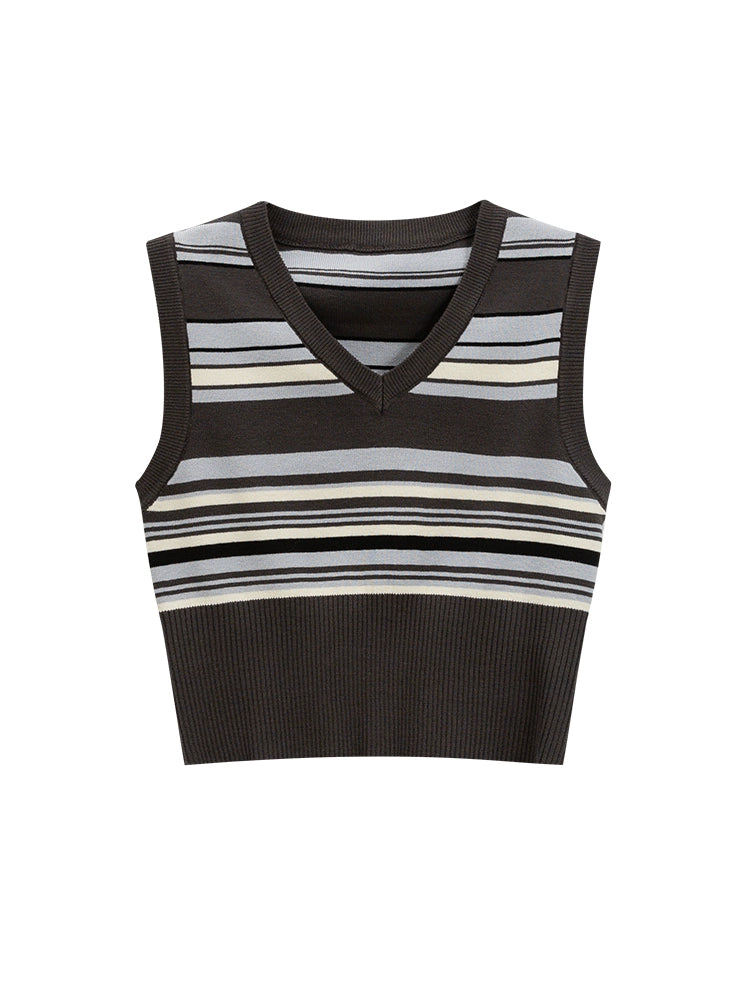 Earthy Knit Stripes Vest