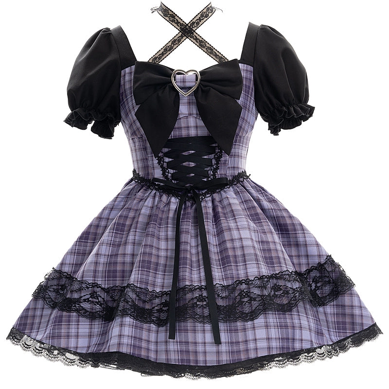 Gothic Purple Plaid Ensemble