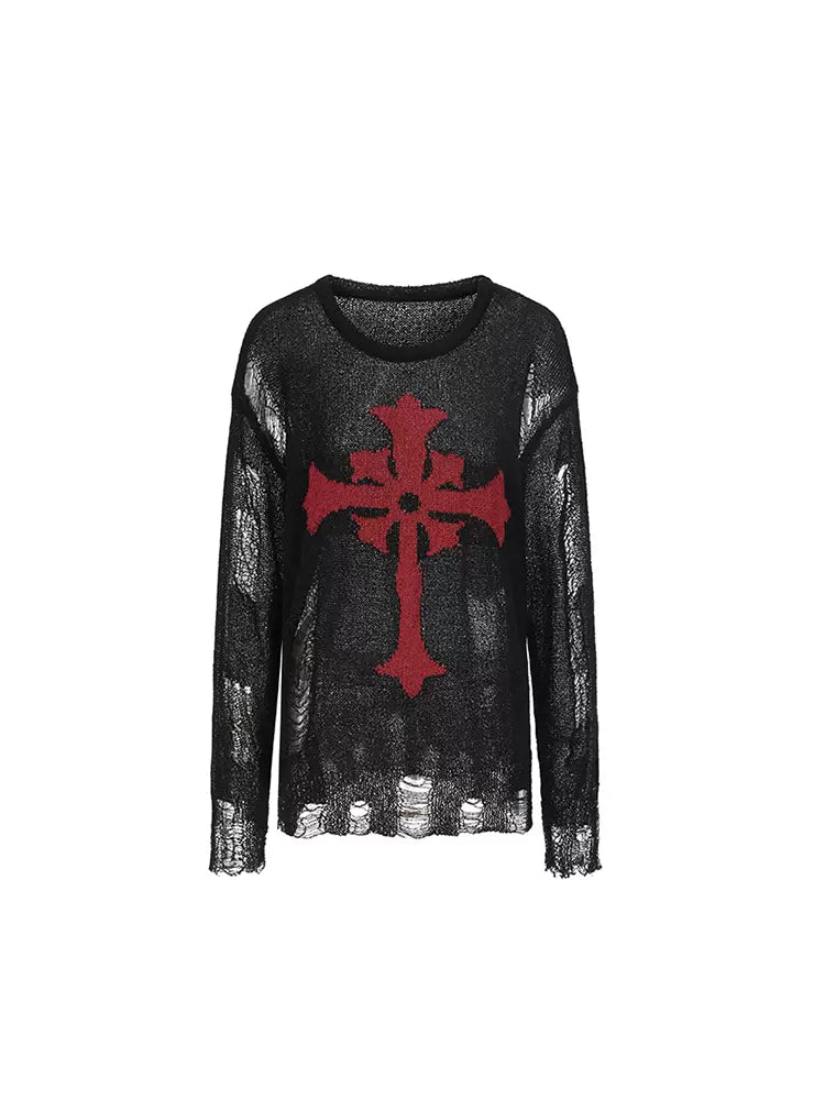 Gothic Cross Distressed Top