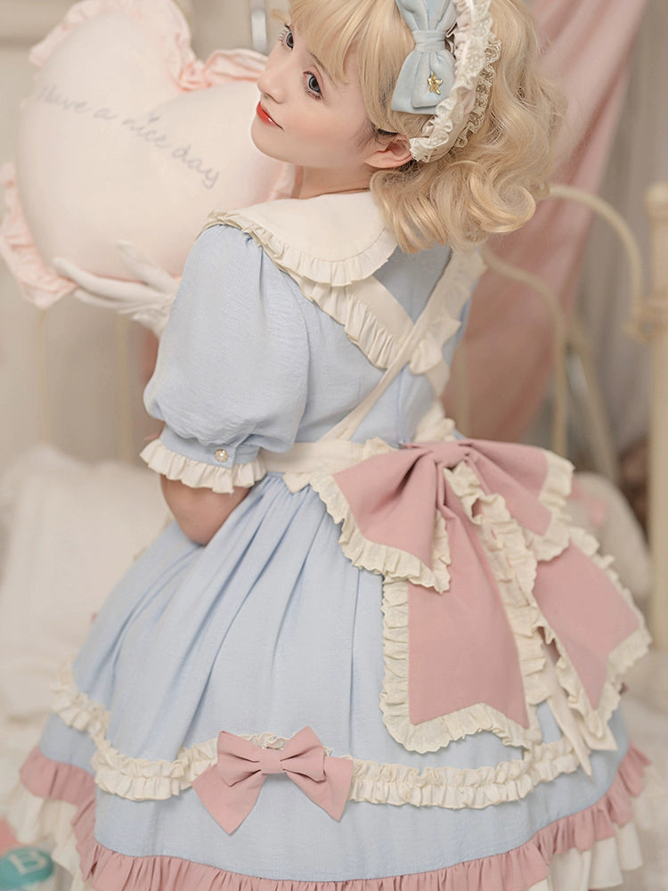 Pastel Heart Apron Candy Blue Dress