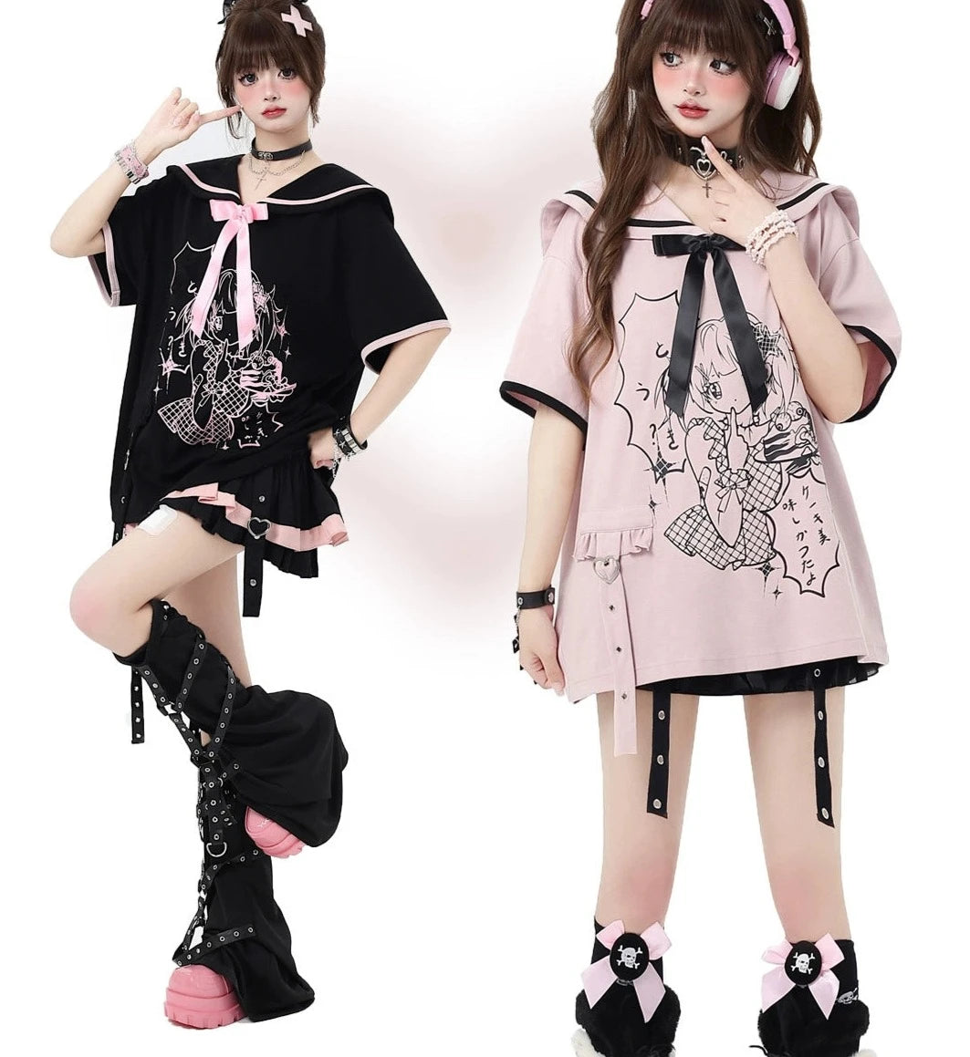 Kawaii Manga Graphic Sailor Top