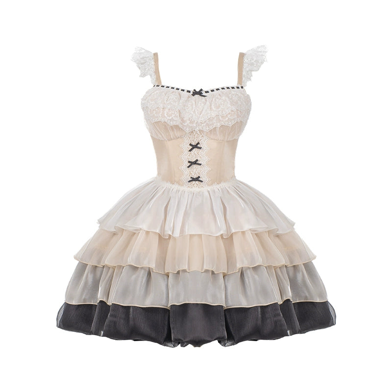 Ethereal Twilight Ruffle Ivory Dress