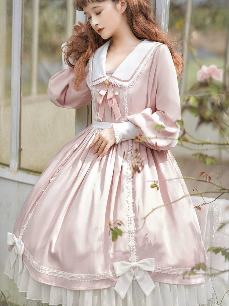 Solid Color Rose Lace Lolita Dress