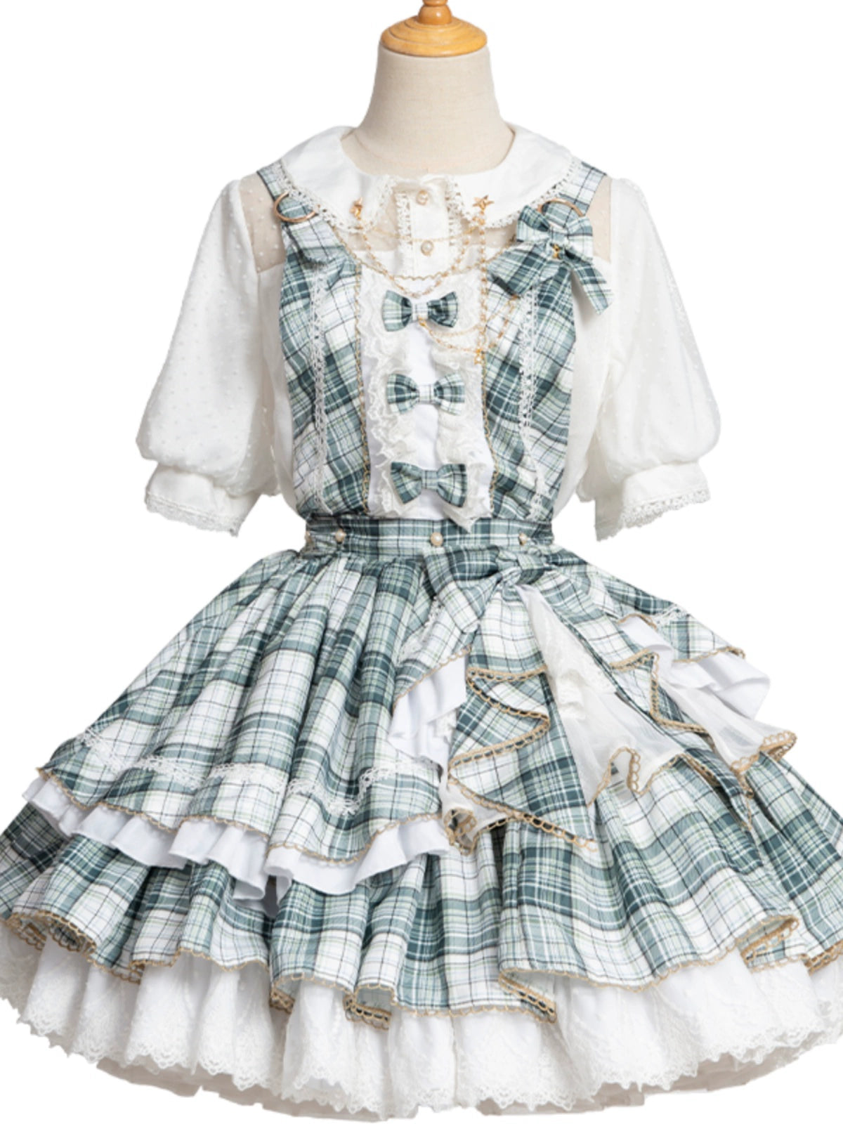 Green Plaid Harmony Sweet Dress