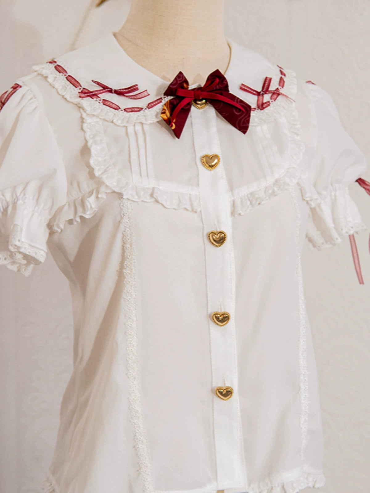 Sweet White Frilled Short-Sleeve Blouse