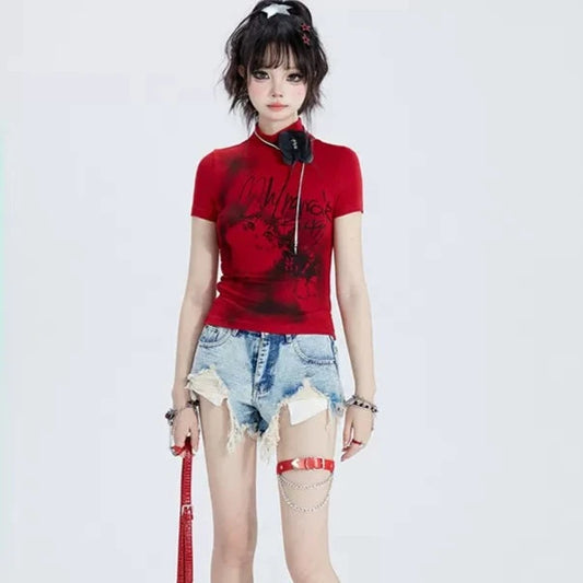 Grunge Red Graphic T-shirt