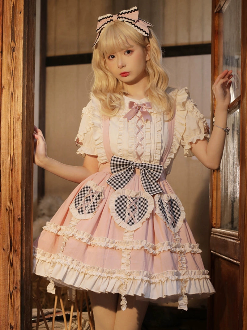 Gingham Heart Ruffle Lolita Dress