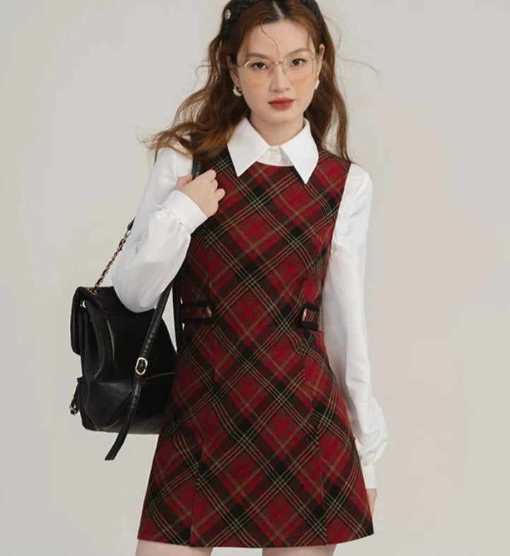 Red Check Vest Dress