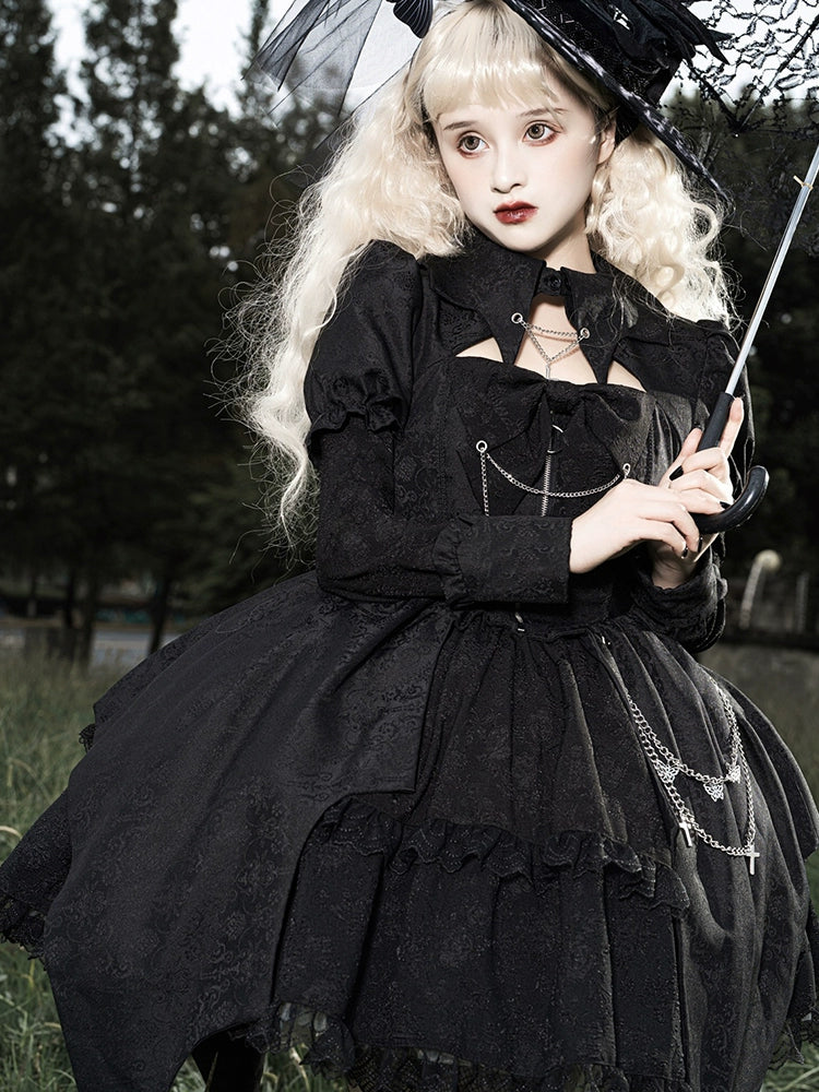 High Waist Silver Chain Gothic Lolita Dress