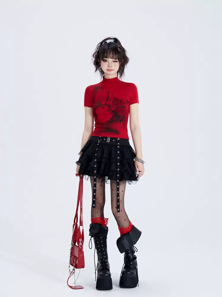 Grunge Red Graphic T-shirt