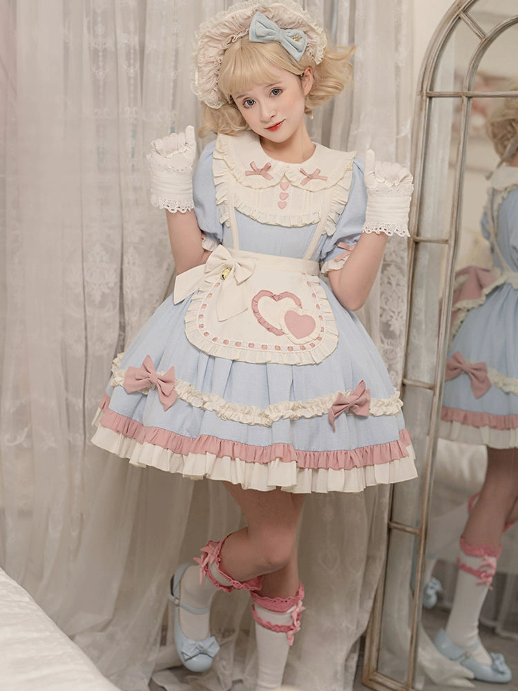 Pastel Heart Apron Candy Blue Dress