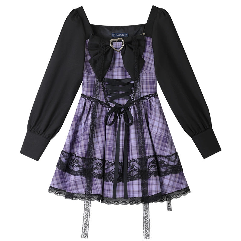 Gothic Purple Plaid Ensemble