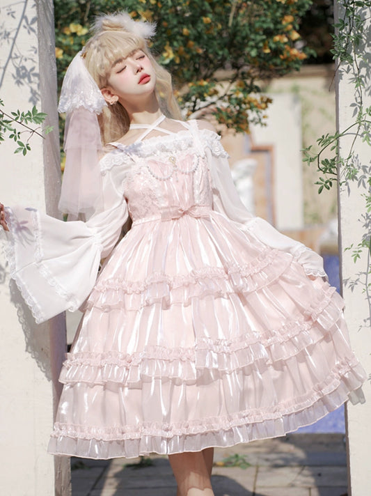 Pure Color Bowknot Trailing Classic Lolita Sleeveless Dress