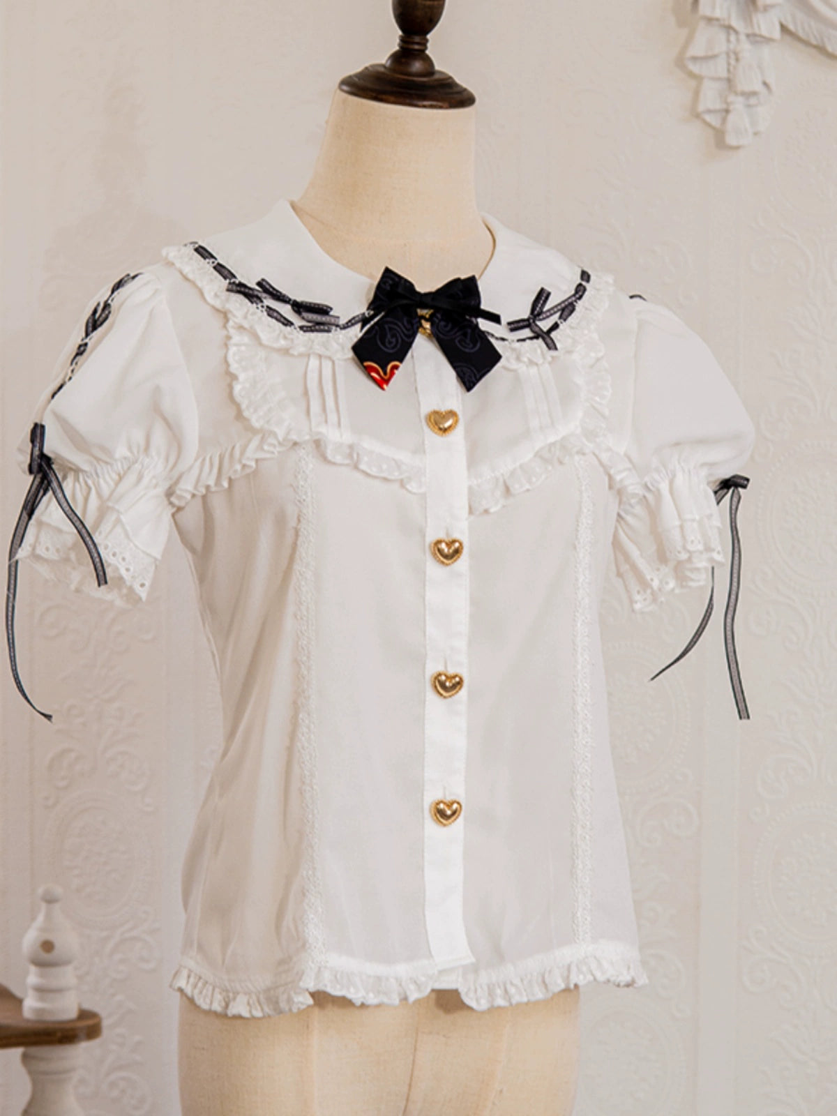 Sweet White Frilled Short-Sleeve Blouse