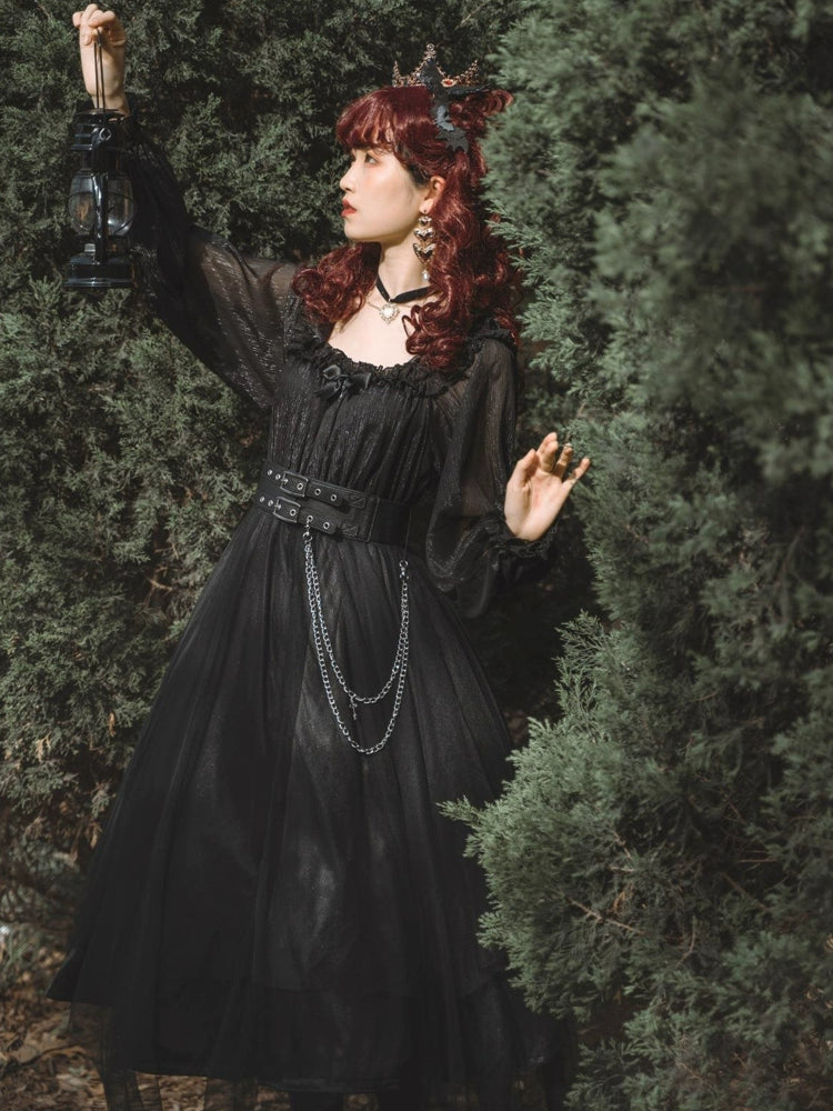 Midnight Gothic Dark Velvet Dress