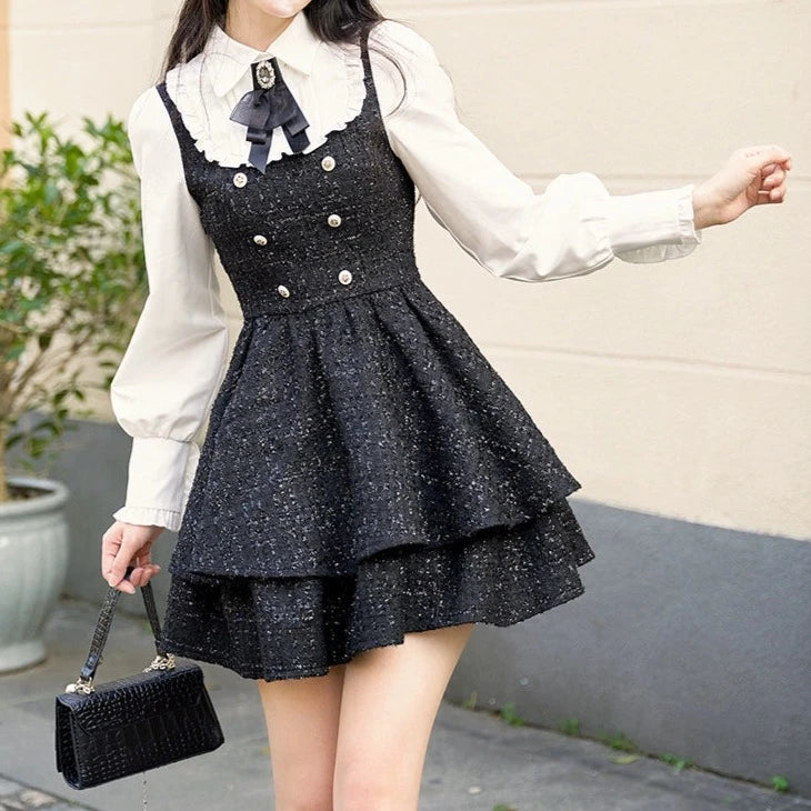 Retro Charm Black Dress Set