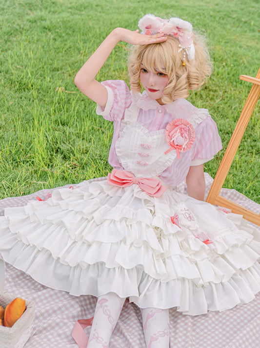 Candy Heart Ruffle White Dress