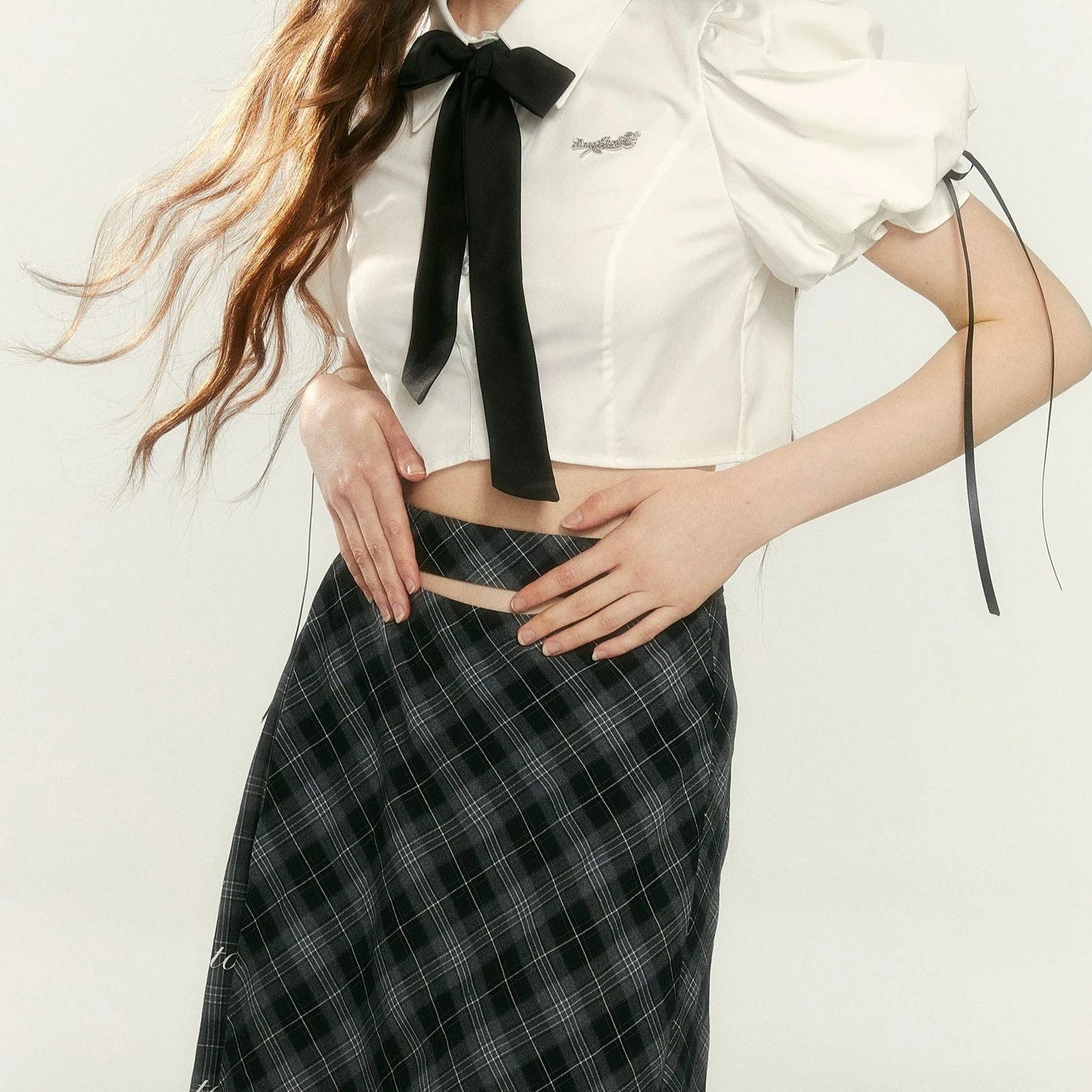 Classic Scholar Top ,Plaid Skirt Set