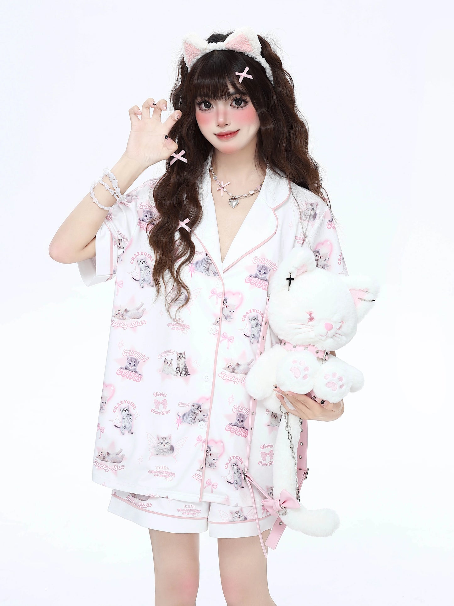 Starry Kitty Kawaii Night Pajama