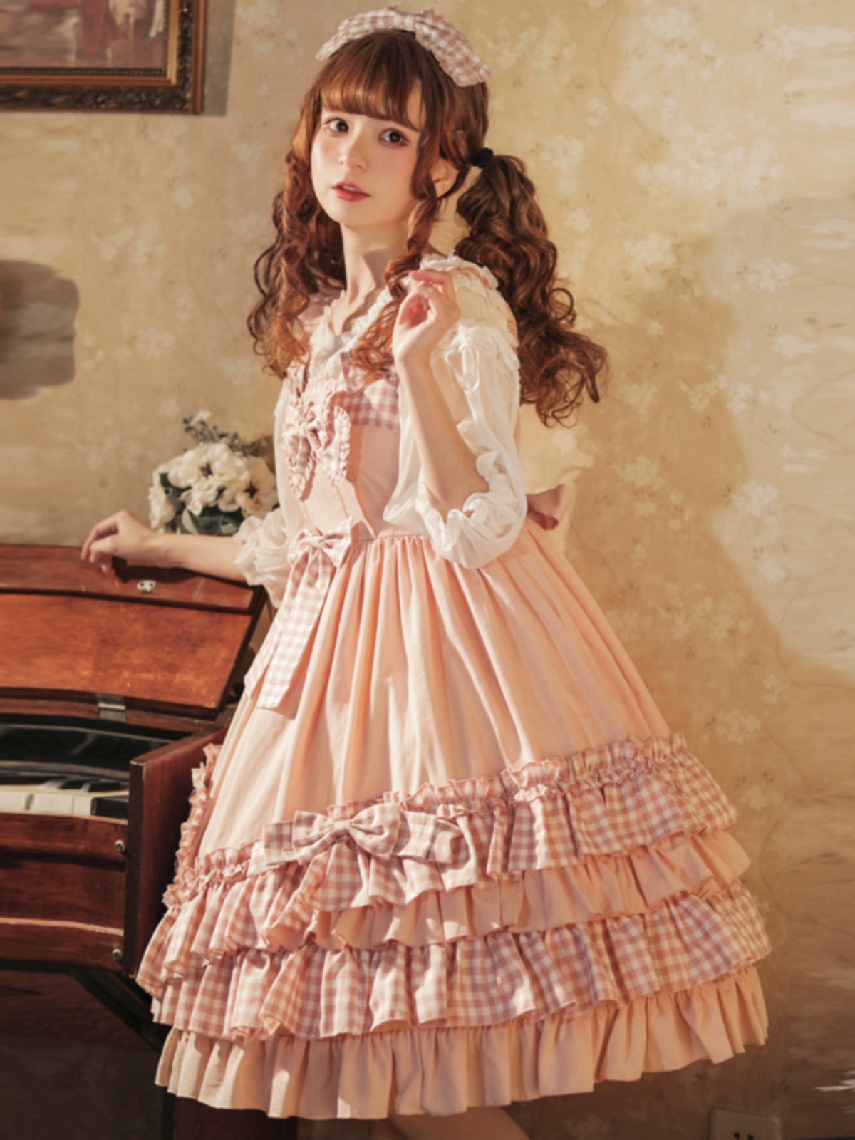 Pink Gingham Sweetheart Lolita Dress