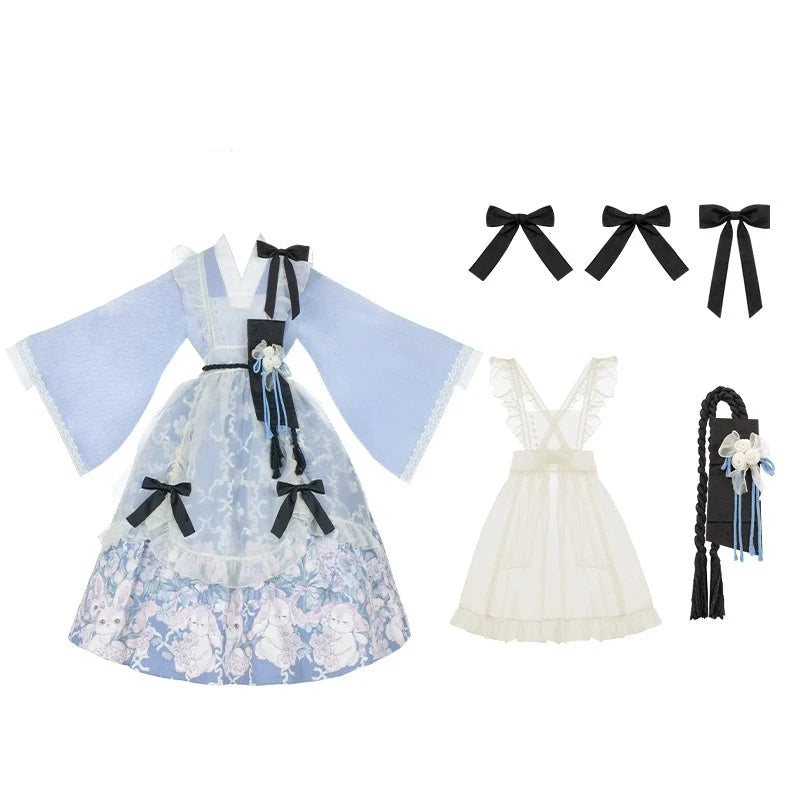 Blue Symphony Bunny Garden Lolita Dress