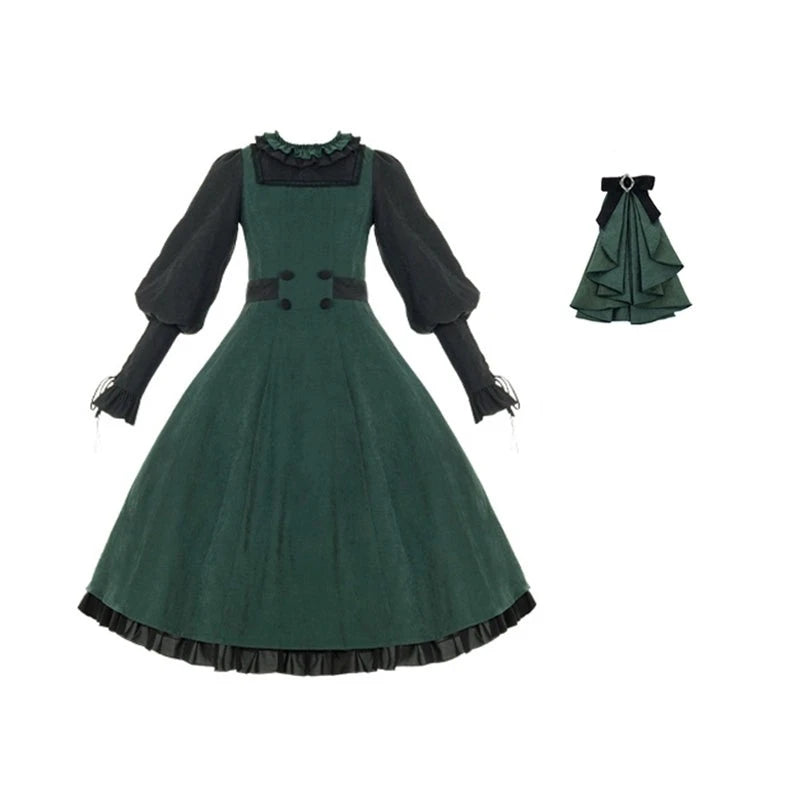 Emerald Evergreen Victorian Charm Dress