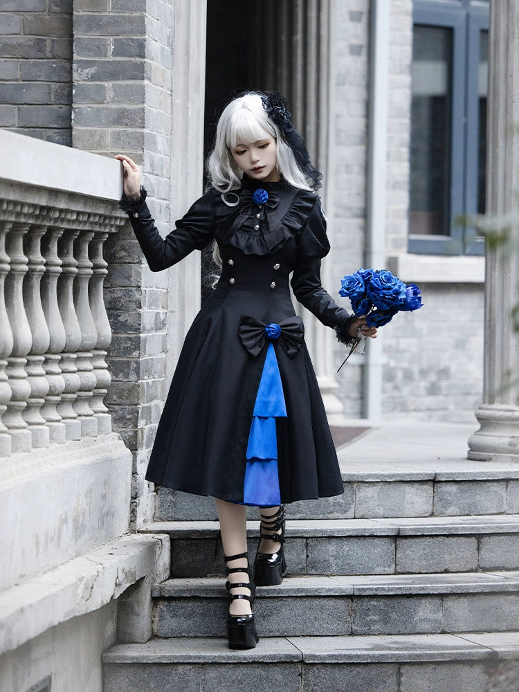 Ebony and Sapphire Cape Dress