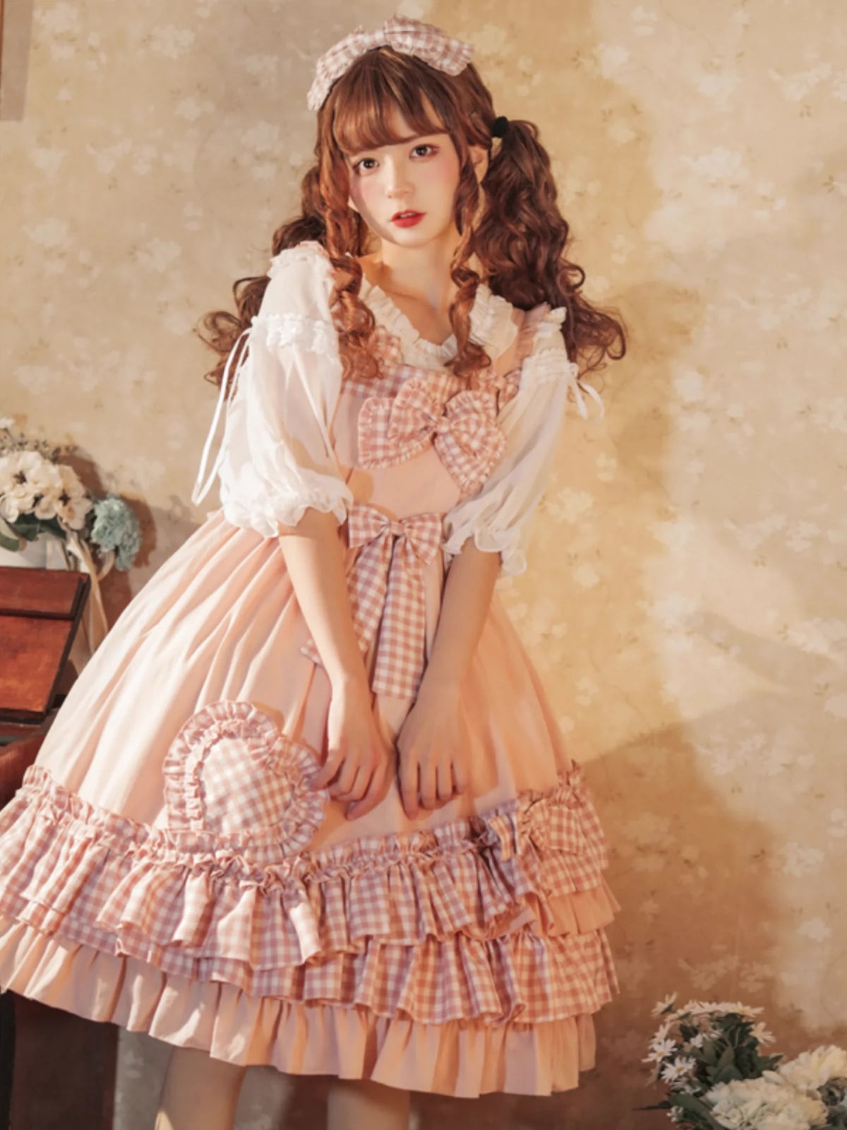 Pink Gingham Sweetheart Lolita Dress