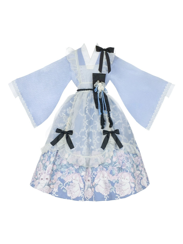 Blue Symphony Bunny Garden Lolita Dress