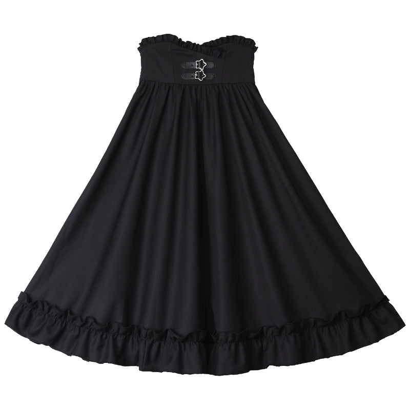 Gothic Ruffle Blouse , Black Skirt