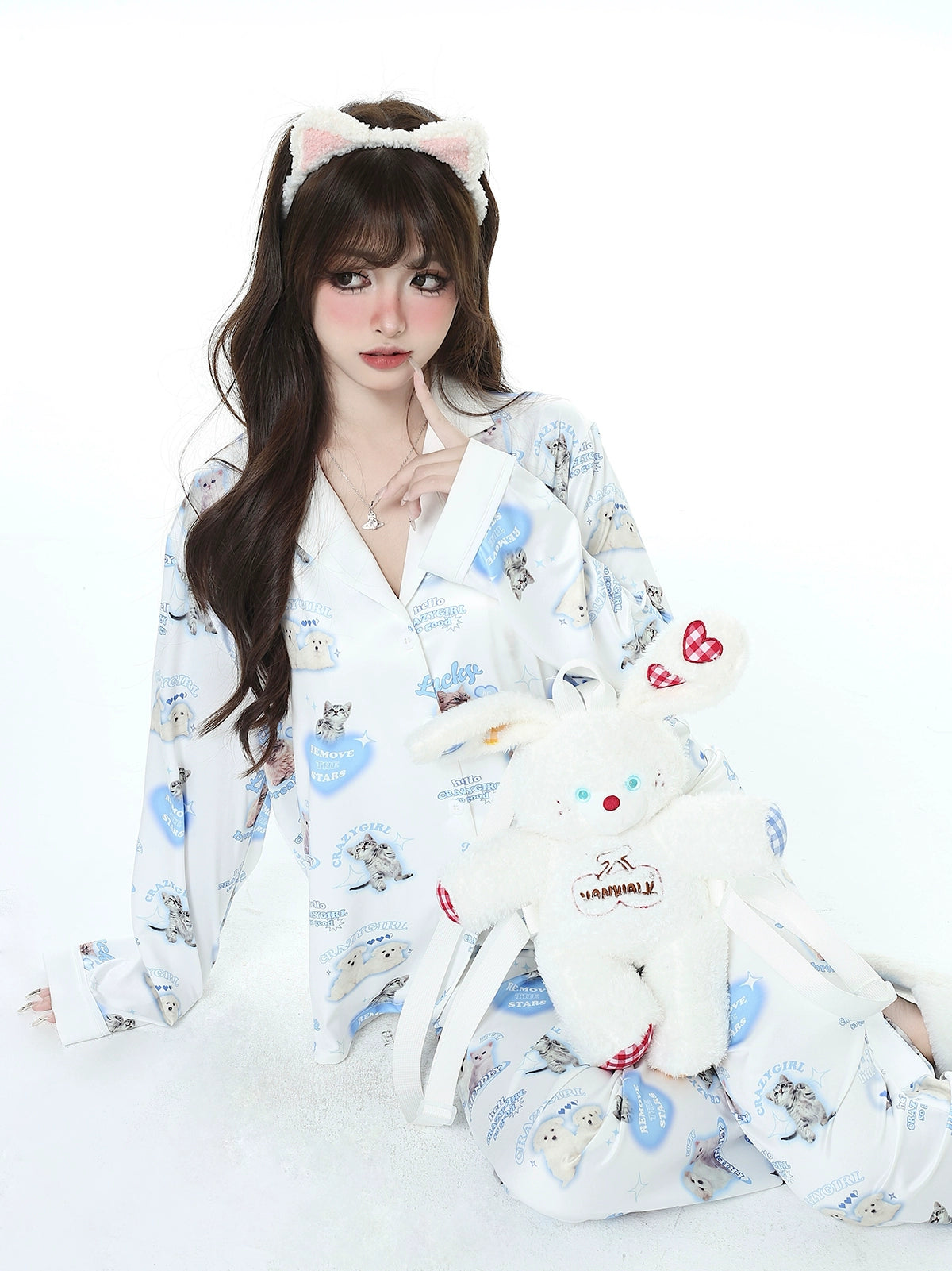 Cozy Kitten Blue Pajama Set