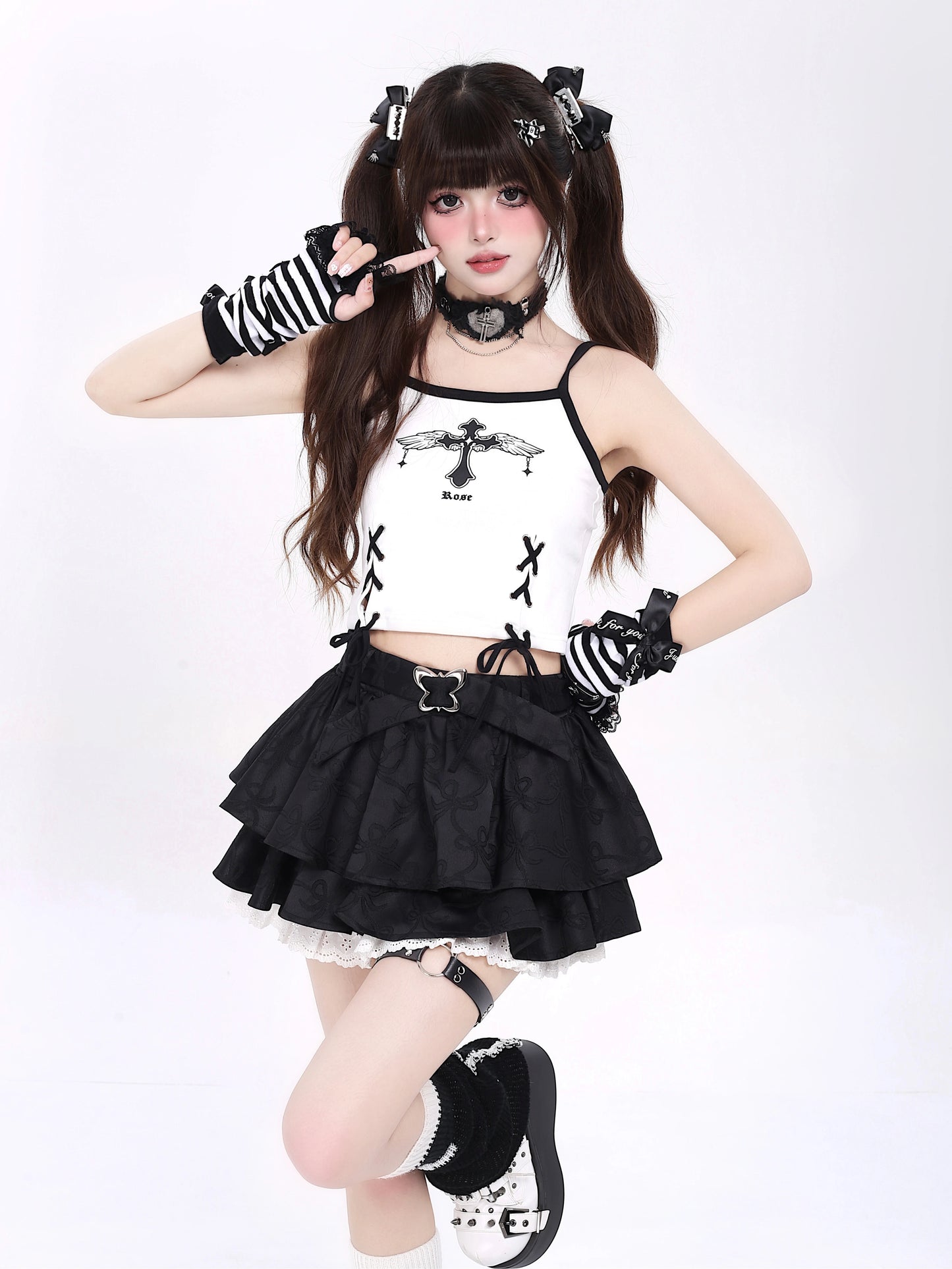 Punk Cross Lace-Up Top