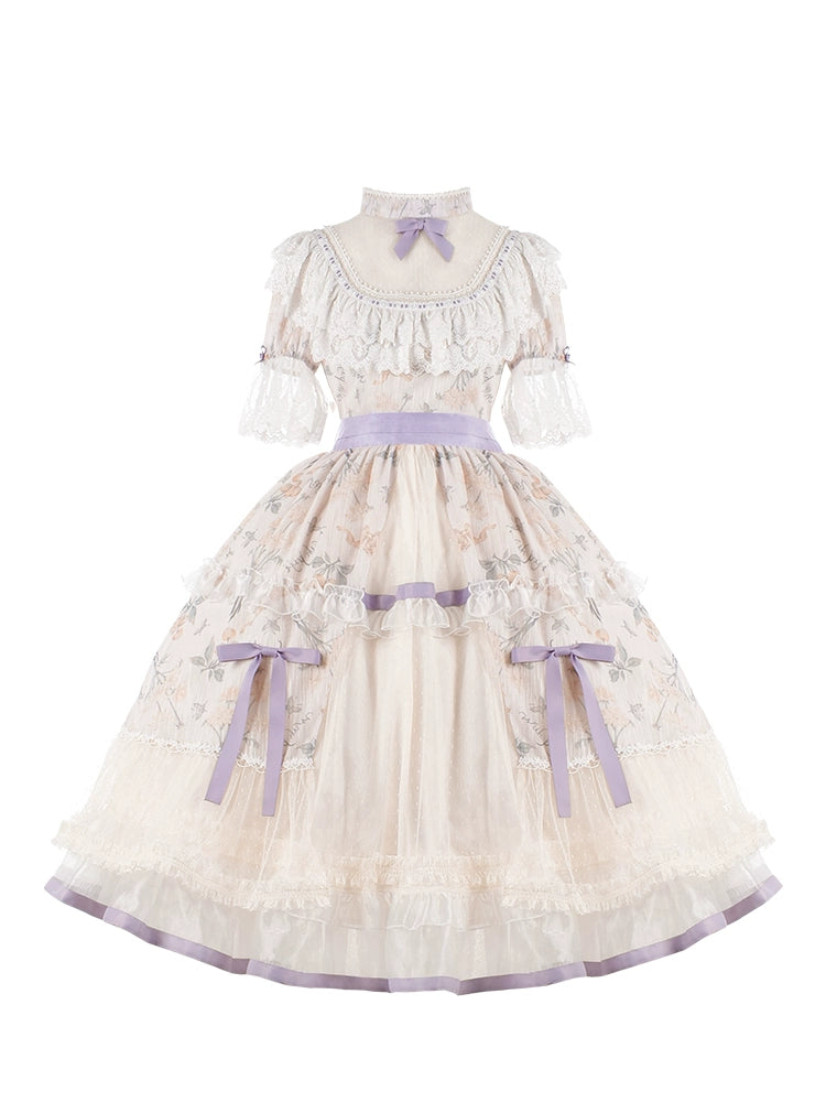 Lavender Lace Victorian Garden Lolita Dress