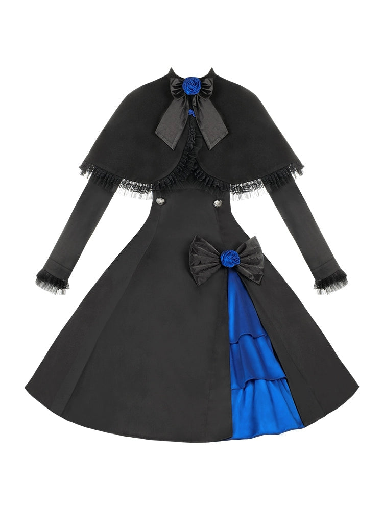 Ebony and Sapphire Cape Dress