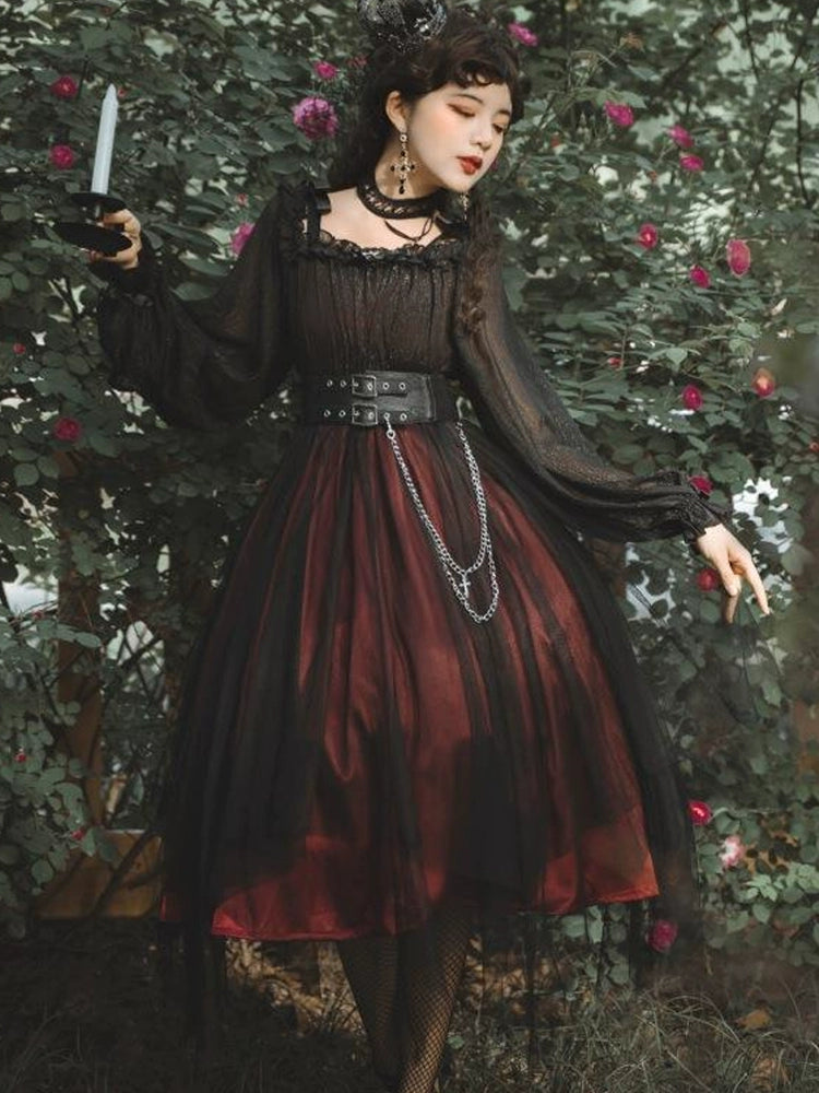 Midnight Gothic Dark Velvet Dress