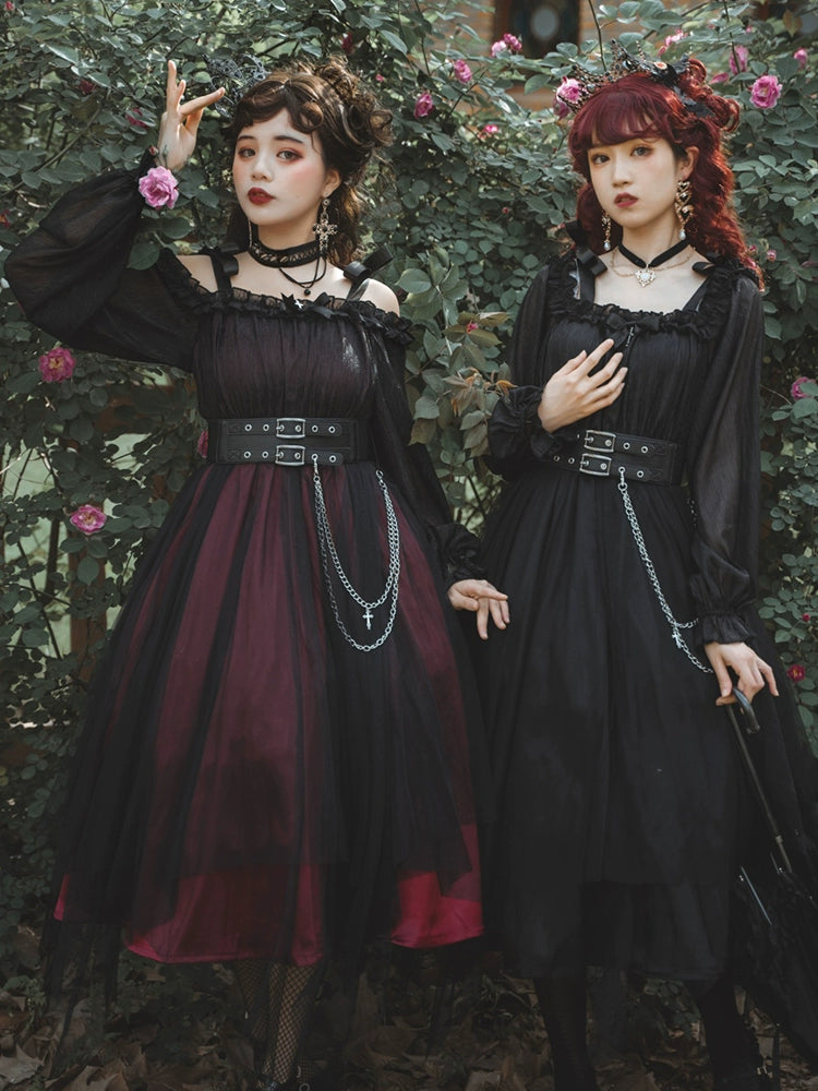 Midnight Gothic Dark Velvet Dress