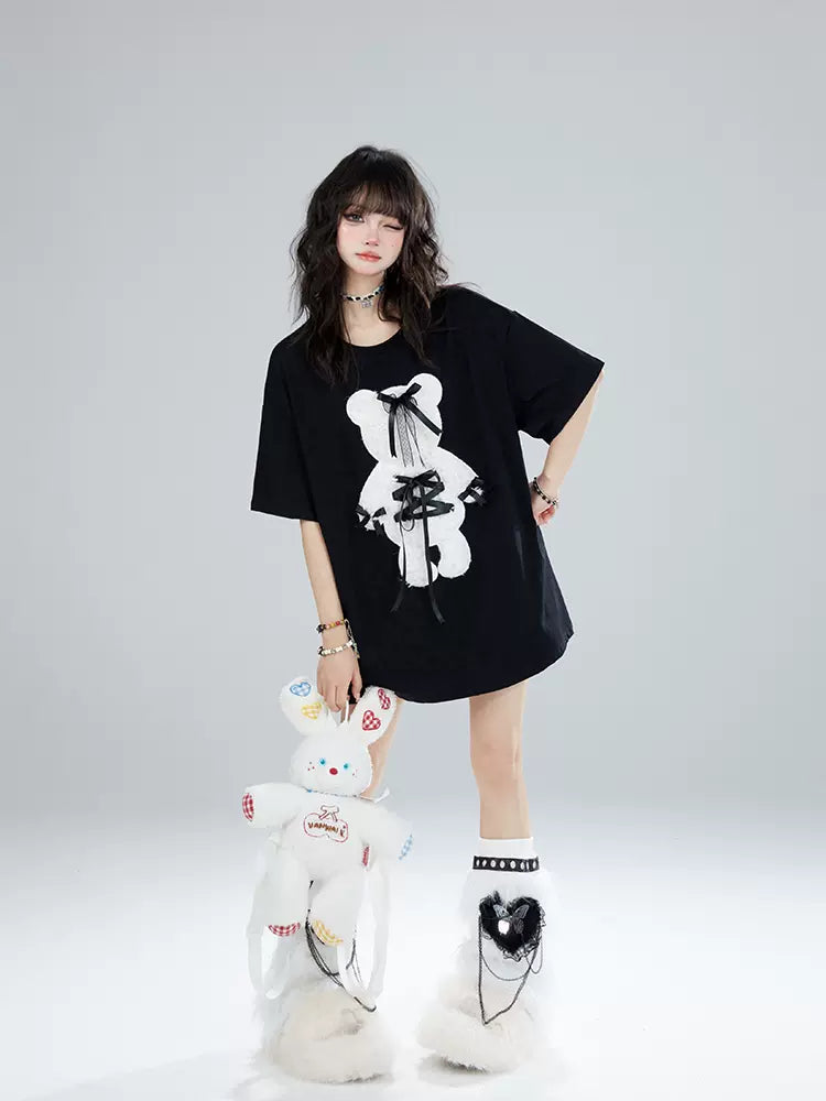 Teddy Lace-Up Oversized T-Shirt