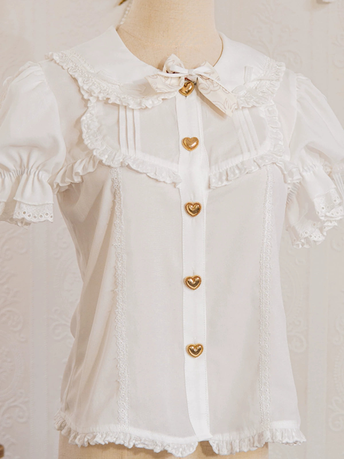 Sweet White Frilled Short-Sleeve Blouse