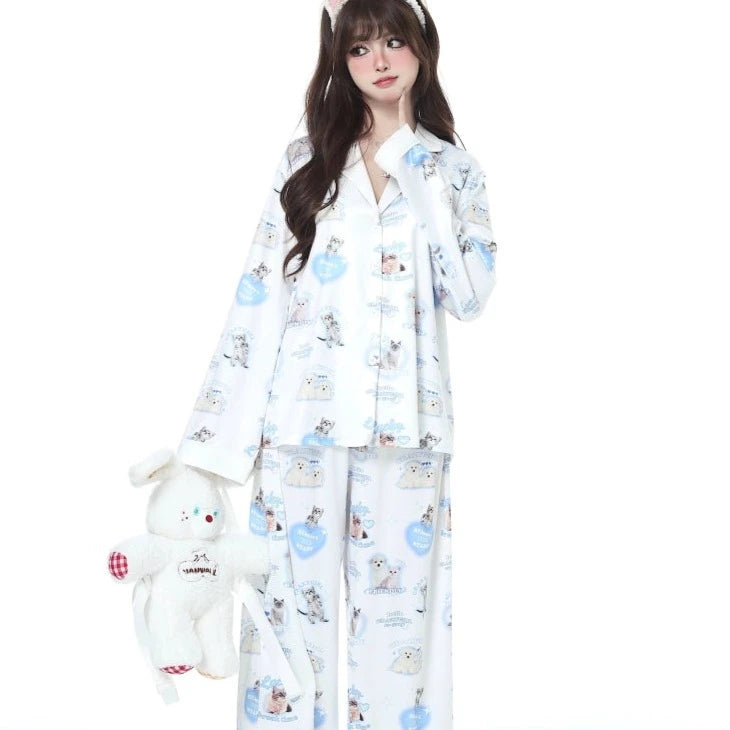 Cozy Kitten Blue Pajama Set