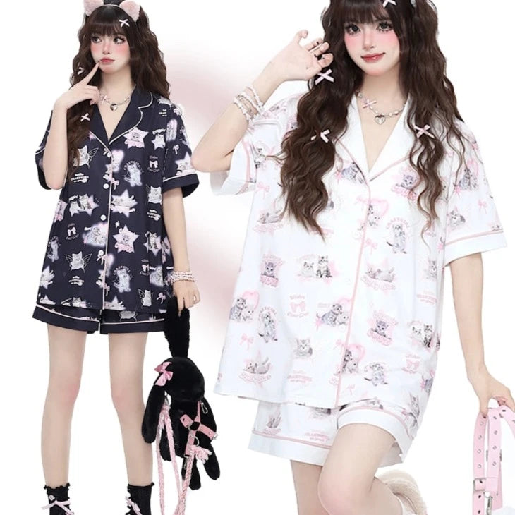 Starry Kitty Kawaii Night Pajama