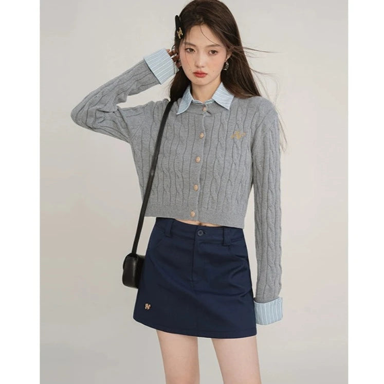 Gray College Knitwear , Skirt