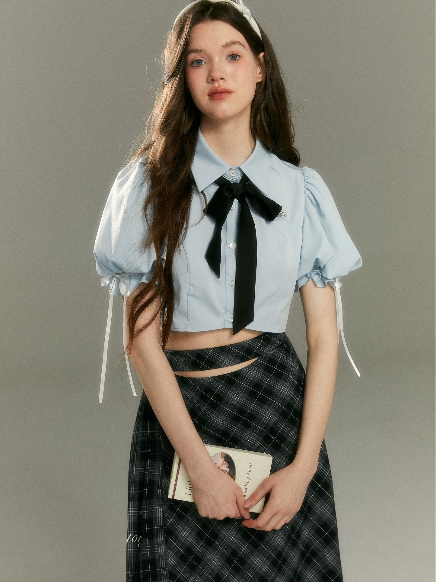 Classic Scholar Top ,Plaid Skirt Set