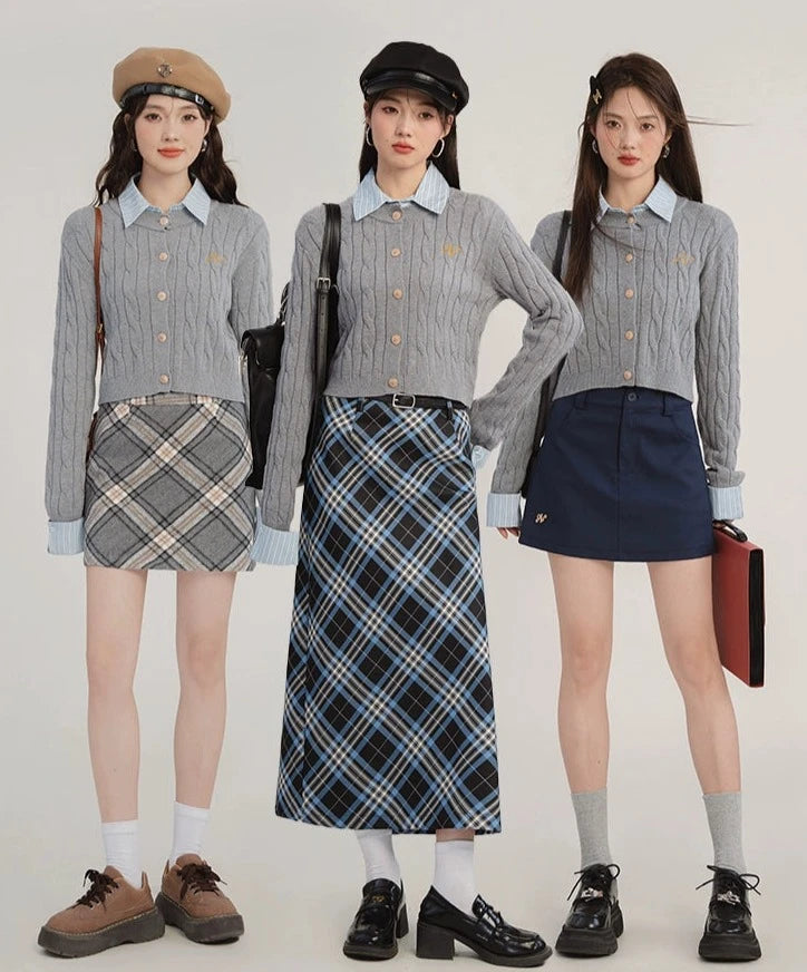 Gray College Knitwear , Skirt