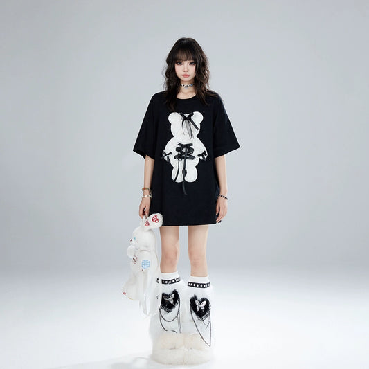 Teddy Lace-Up Oversized T-Shirt